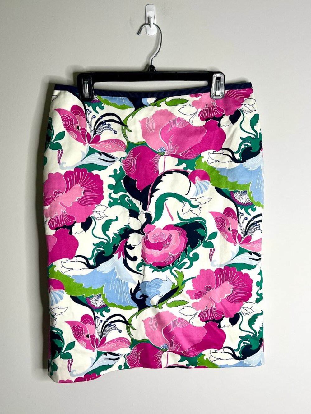 Talbots Floral Pencil Skirt Preppy Colorful Knee Length Transition Cotton Sz 10